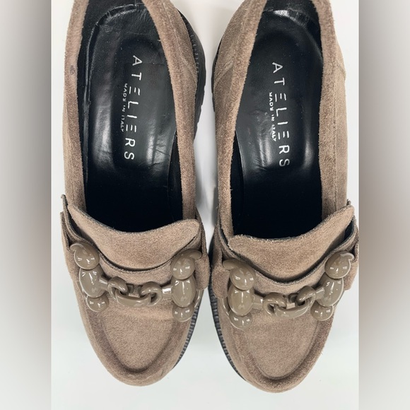 Ateliers Kai Tan Suede Loafers Sz 37 (US 7) Unique Toggle Black Lug Sole Italian - Picture 15 of 15